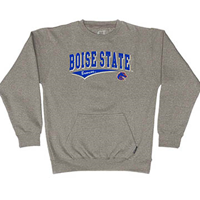 Image of BOISE STATE CREW ARCHED WORDMARK POUCH POCKET -  darkheather